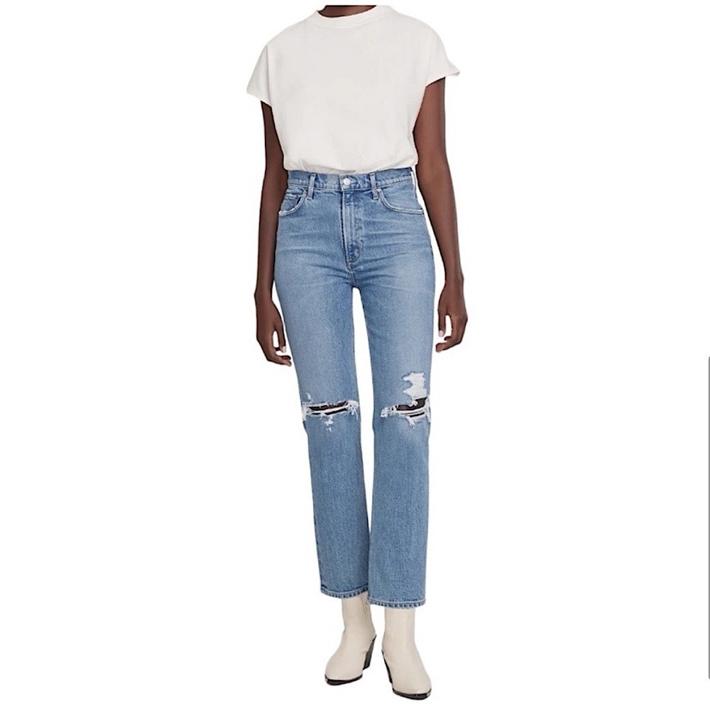 AGOLDE Wilder Mid Rise Straight Jean Distressed Whiplash 30